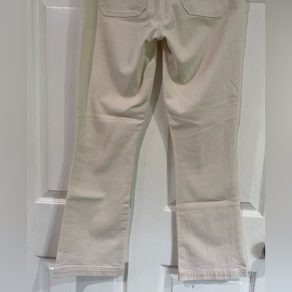 Mother The Hustler Patch Pocket Flood Jeans Cream High Rise Bootcut Size 25 - Picture 11 of 16